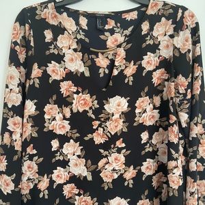 Forever 21 Black Floral Top
